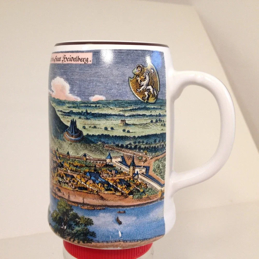 Vintage Reutter Porzellan Beer Stein Heidelberga Neccar fluvius Hassen W Germany